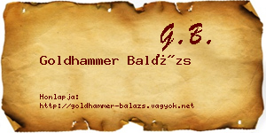 Goldhammer Balázs névjegykártya